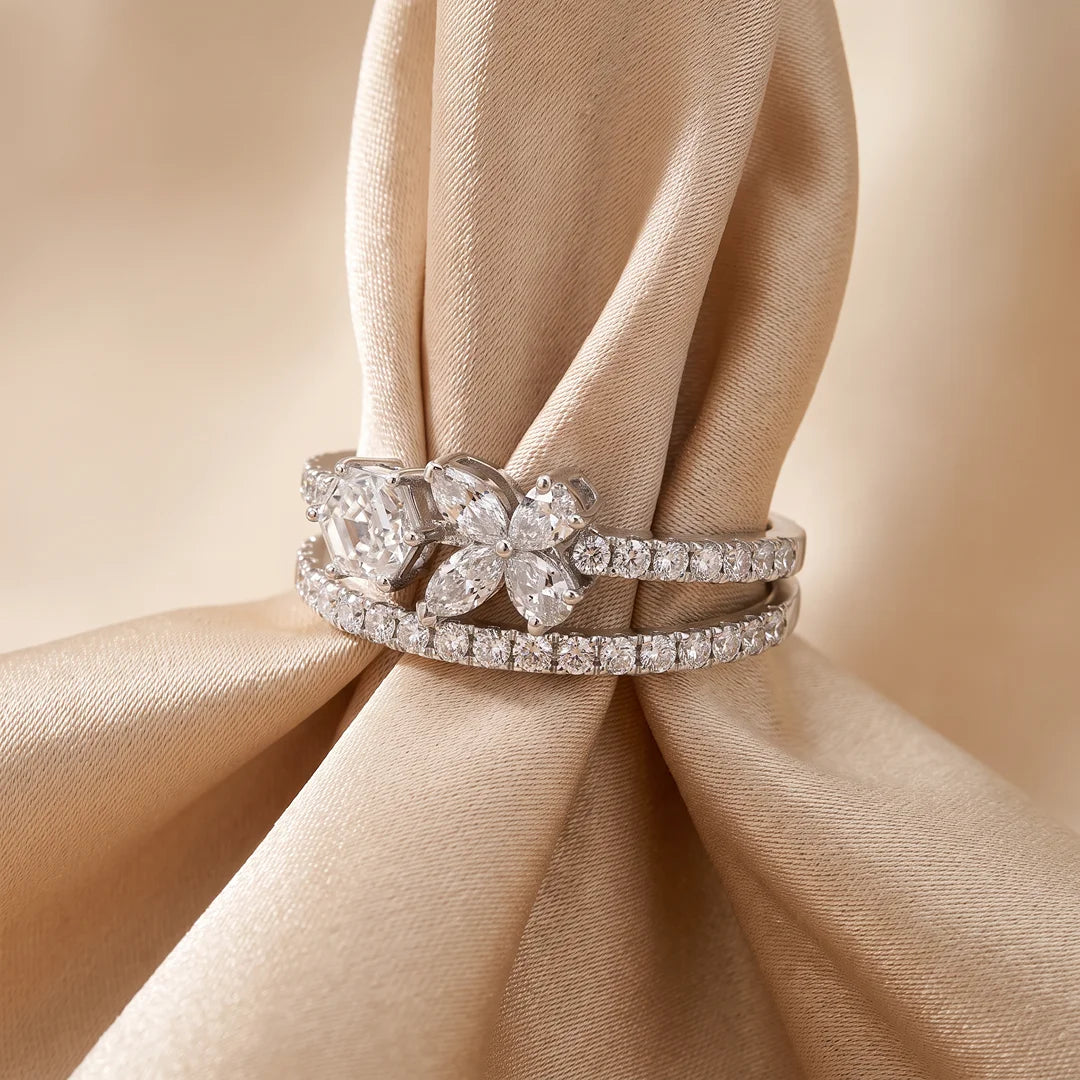 1.10 CT Multi Shape Flower Diamond Ring