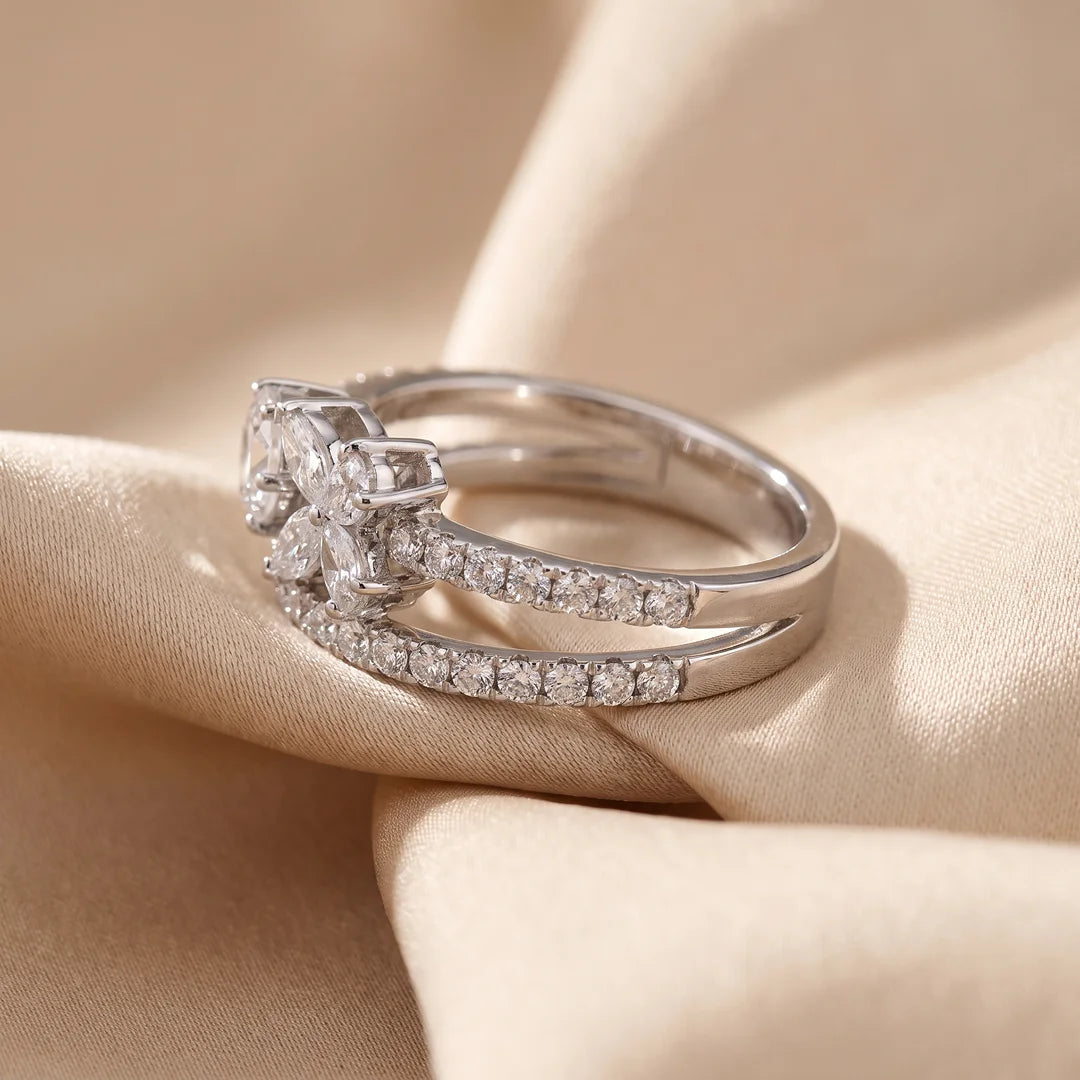 1.10 CT Multi Shape Flower Diamond Ring