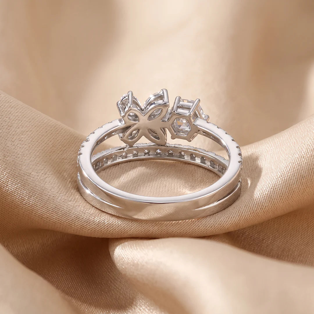 1.10 CT Multi Shape Flower Diamond Ring