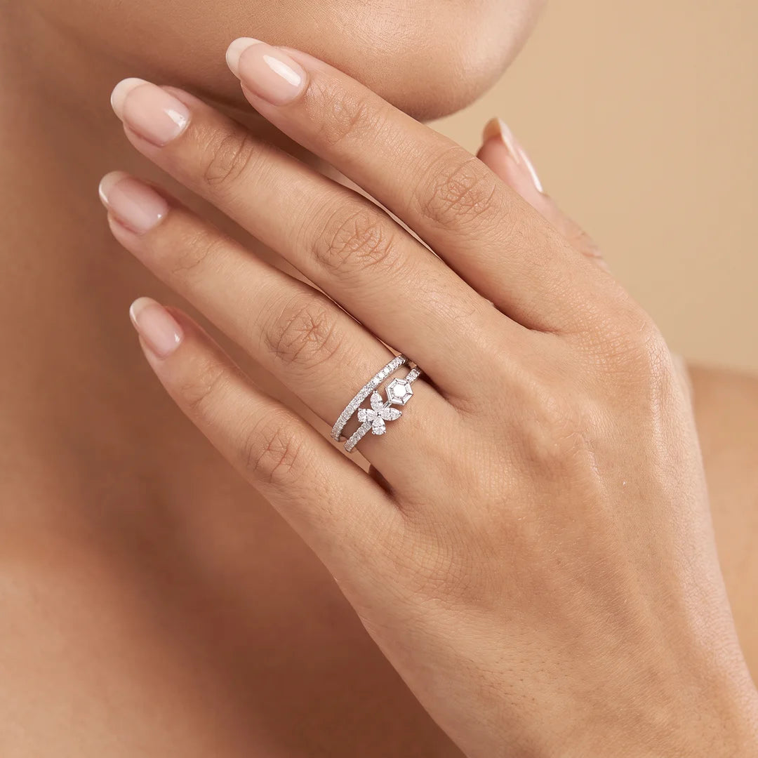 1.10 CT Multi Shape Flower Diamond Ring