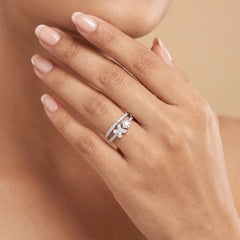 1.10 CT Multi Shape Flower Diamond Ring