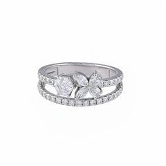 1.10 CT Multi Shape Flower Diamond Ring
