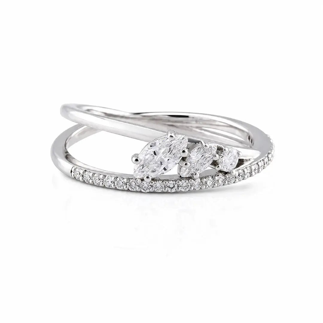 0.40 CT Marquise Bypass Diamond Ring