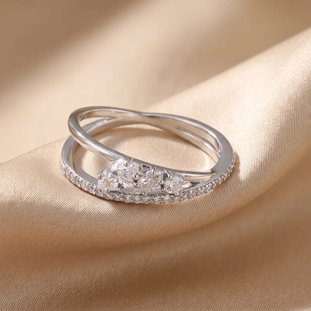 0.40 CT Marquise Bypass Diamond Ring