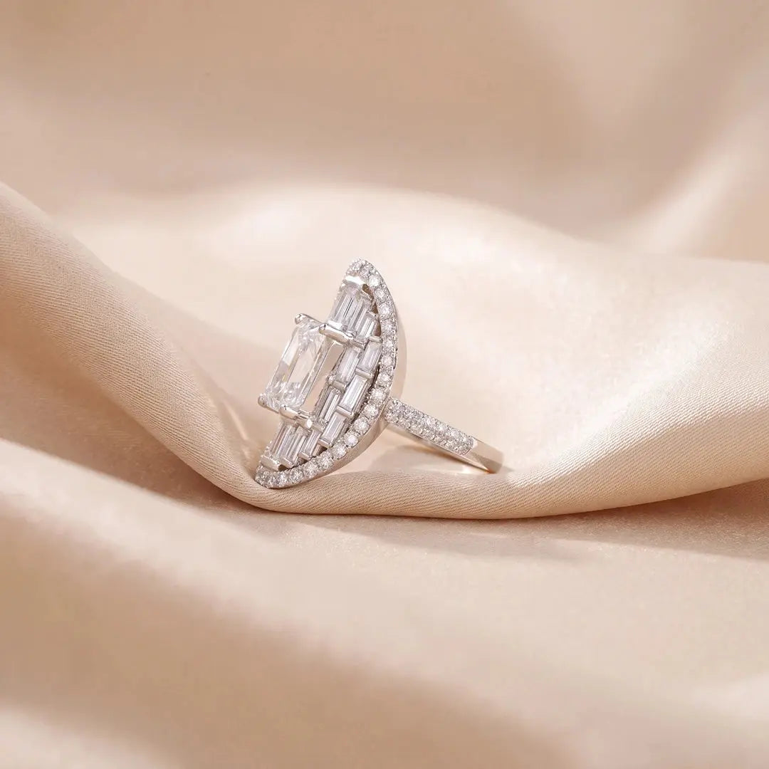 4.30 CT Radiant and Baguette Cut Diamond Illusion Cluster Ring