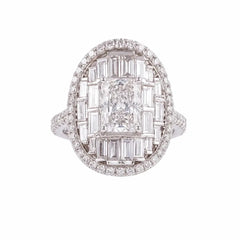 4.30 CT Radiant & Baguette Statement Diamond Ring