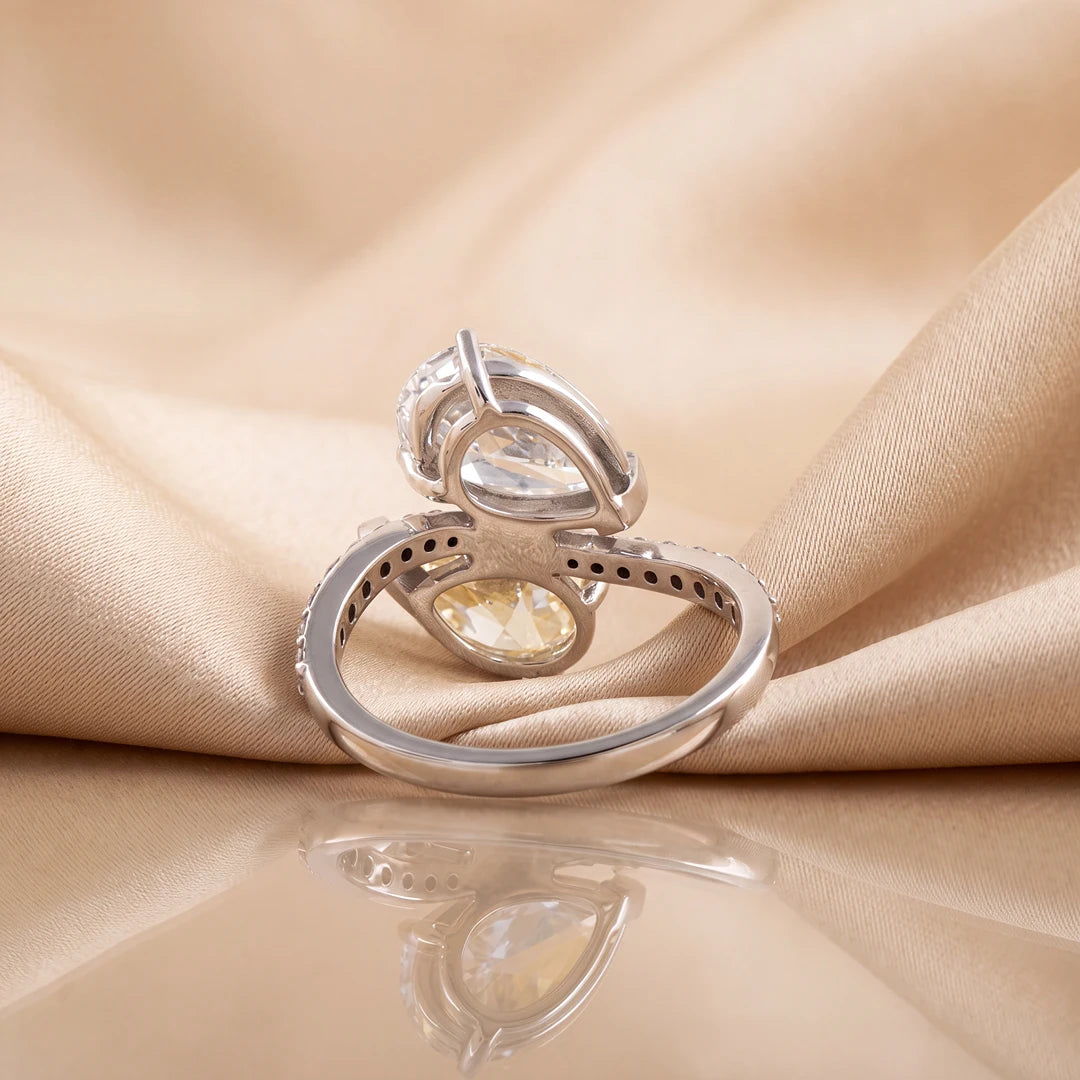 4.26 CT Pear Cut Two-Tone Bypass Diamond Ring