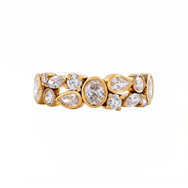1.30 CT Multi-Shape Bezel Set Half Eternity Diamond Ring