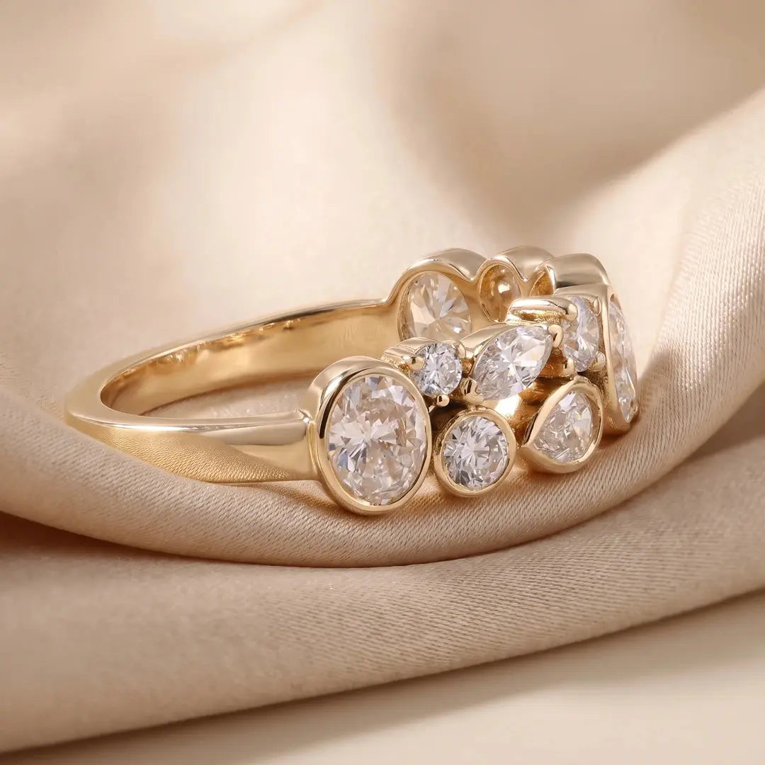 1.30 CT Multi-Shape Bezel Set Half Eternity Diamond Ring