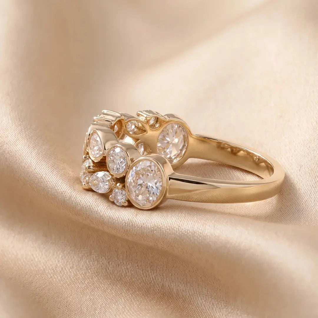 1.30 CT Multi-Shape Bezel Set Half Eternity Diamond Ring