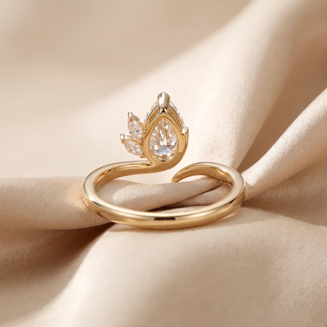 1.15 CT Pear Vine Accent Diamond Ring