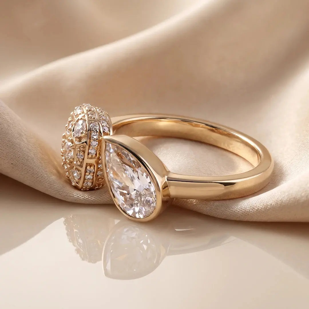 1.40 CT Pear & Round Open Diamond Ring