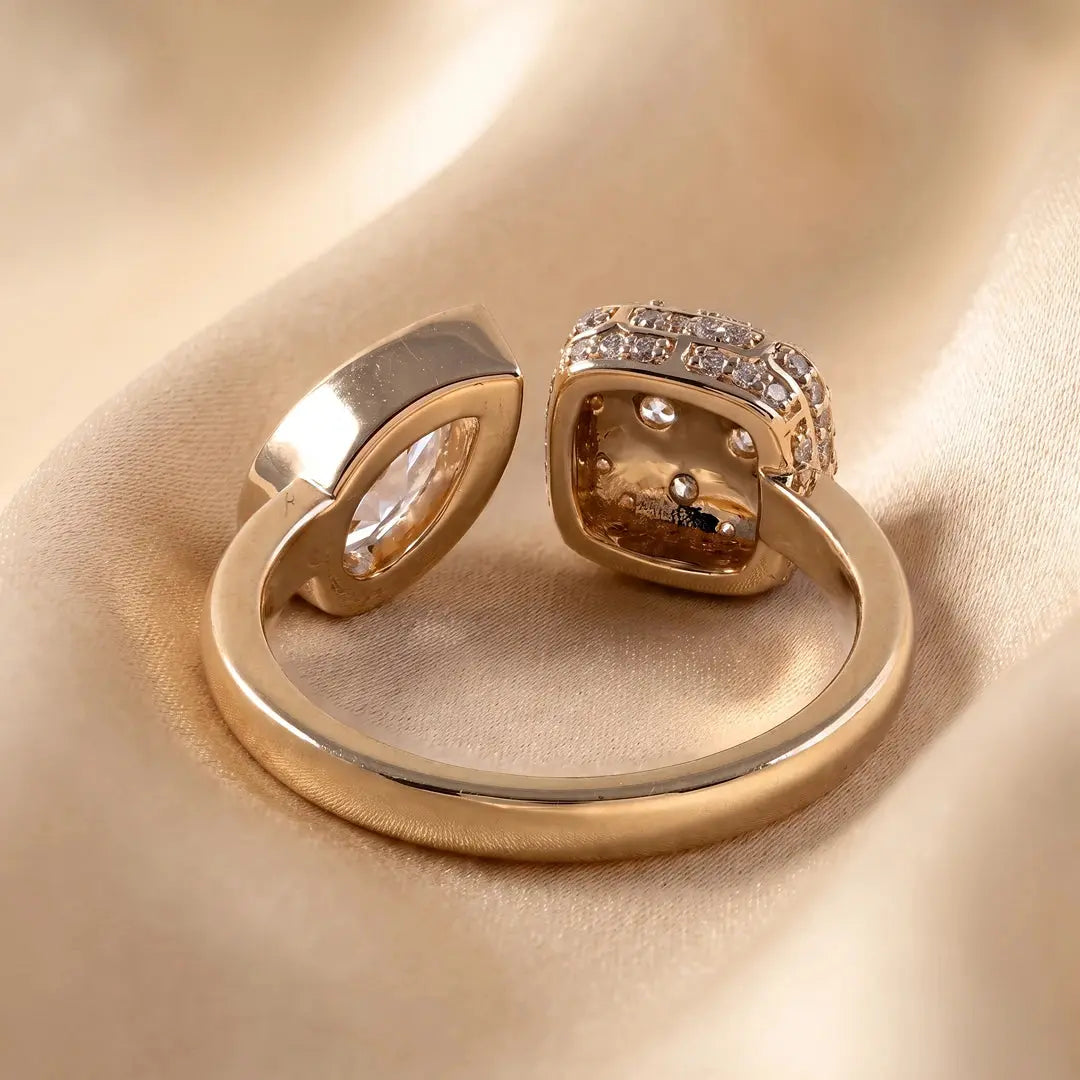 1.40 CT Pear & Round Open Diamond Ring