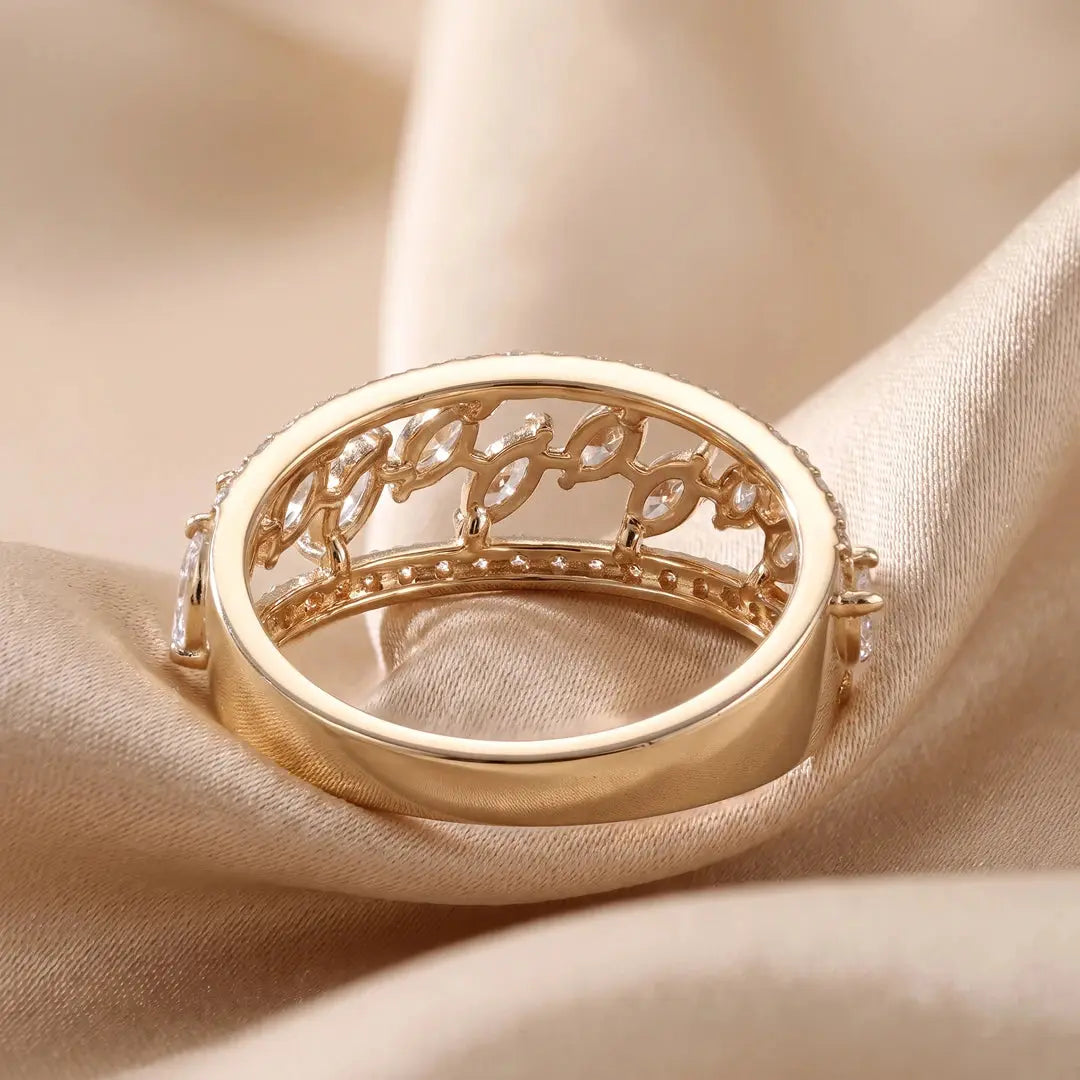 1.10 CT Marquise & Round Multi Row Diamond Ring