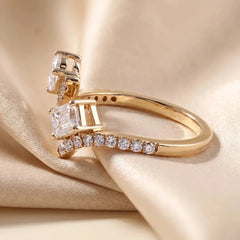 1.10 CT Pear & Emerald Open Diamond  Ring