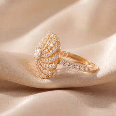 1.45 CT Round Swirl Pavé Diamond Ring