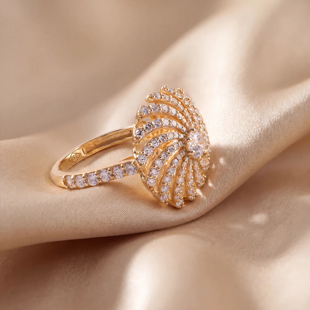 1.45 CT Round Swirl Pavé Diamond Ring