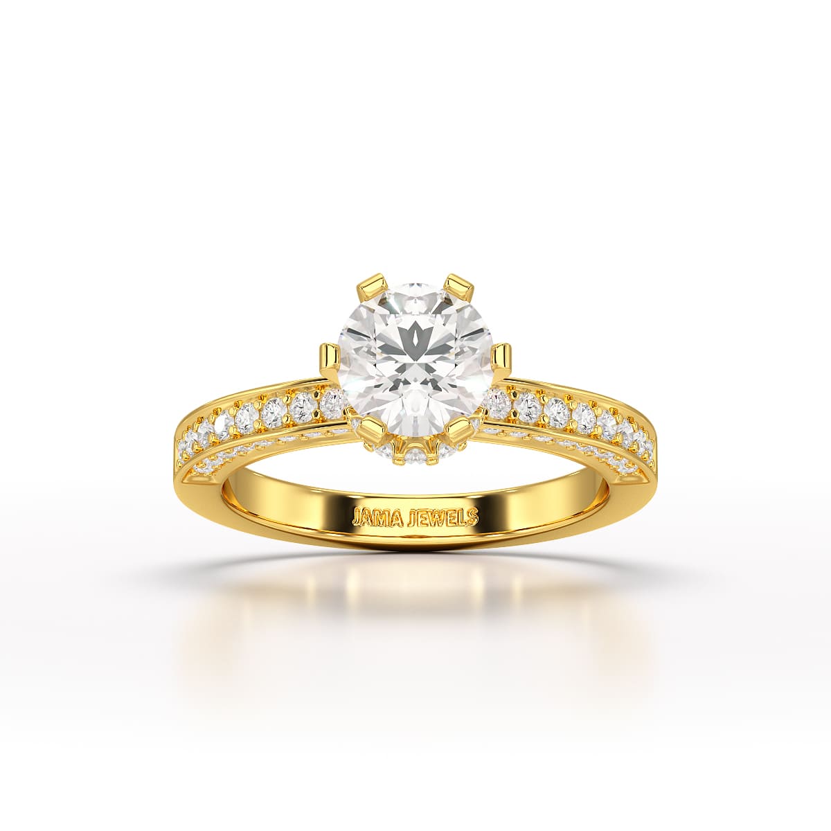 Round Lab Diamond 1.65 CT Simple Wedding Ring - Jama Jewels 