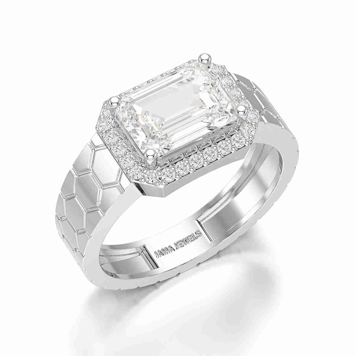 3.23 CT Emerald Cut Lab Diamond Men's Ring