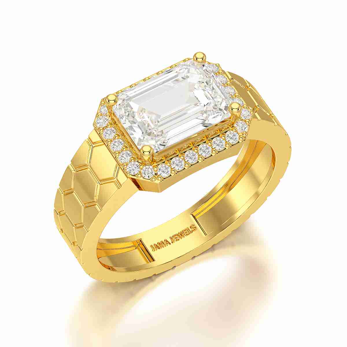 3.23 CT Emerald Cut Lab Diamond Men's Ring
