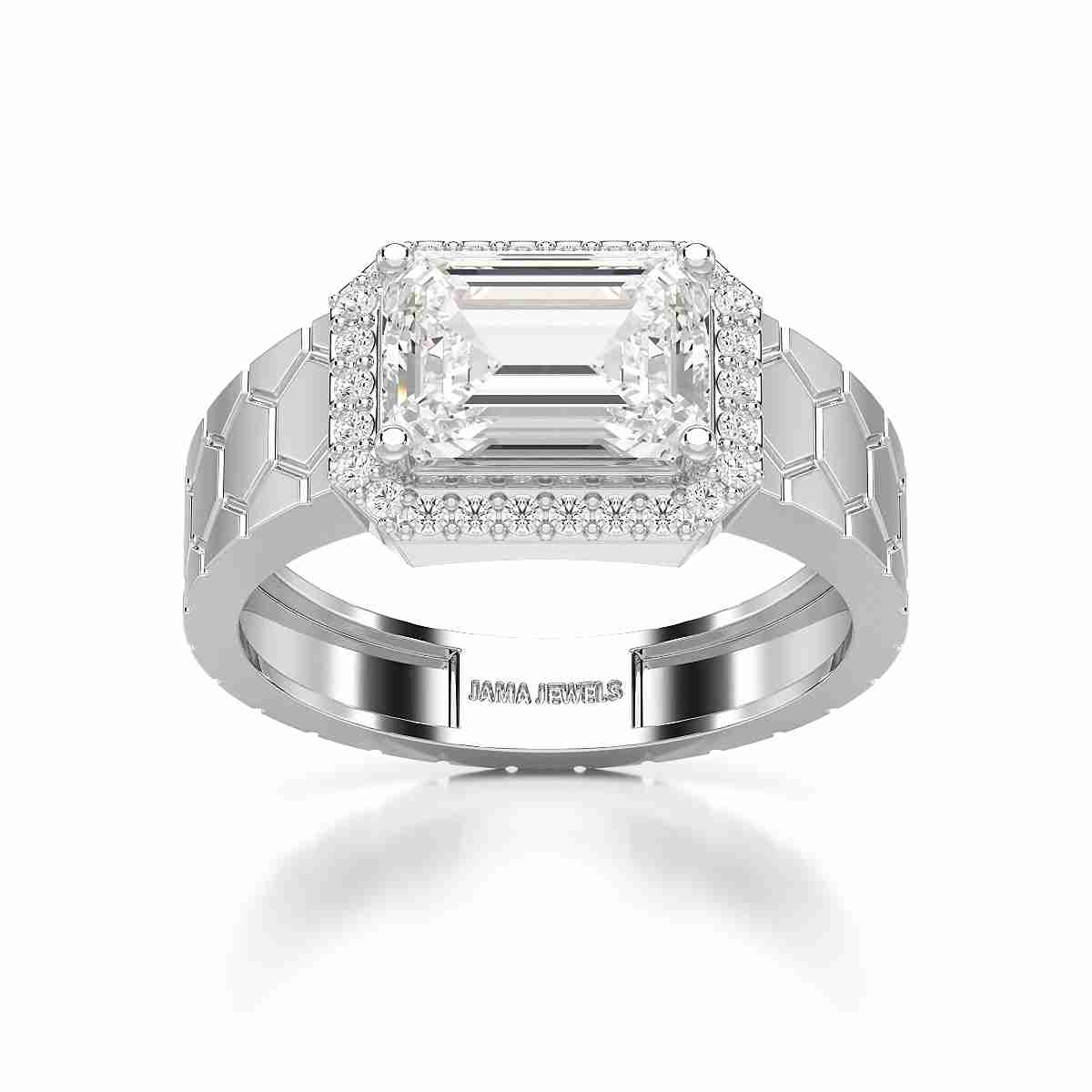 3.23 CT Emerald Cut Lab Diamond Men's Ring