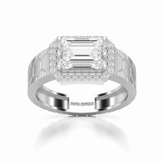 3.23 CT Emerald Cut Lab Diamond Men's Ring