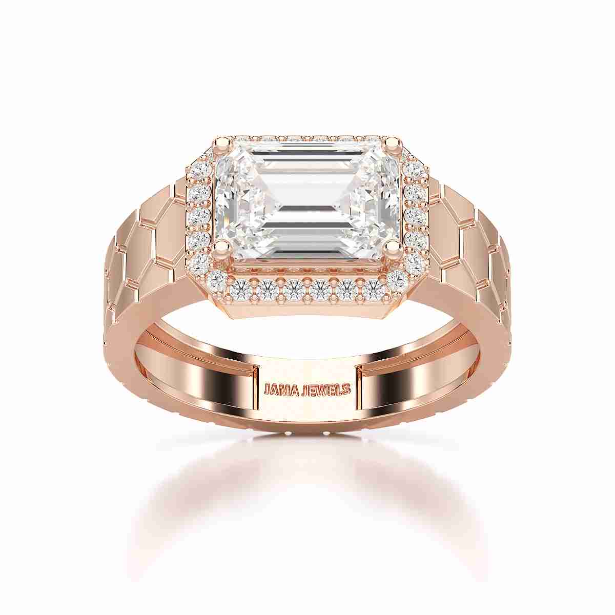 3.23 CT Emerald Cut Lab Diamond Men's Ring