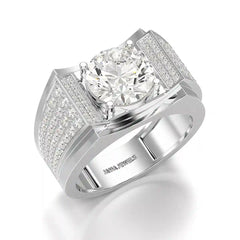 4 CT Round Cut Lab Diamond Men's Ring