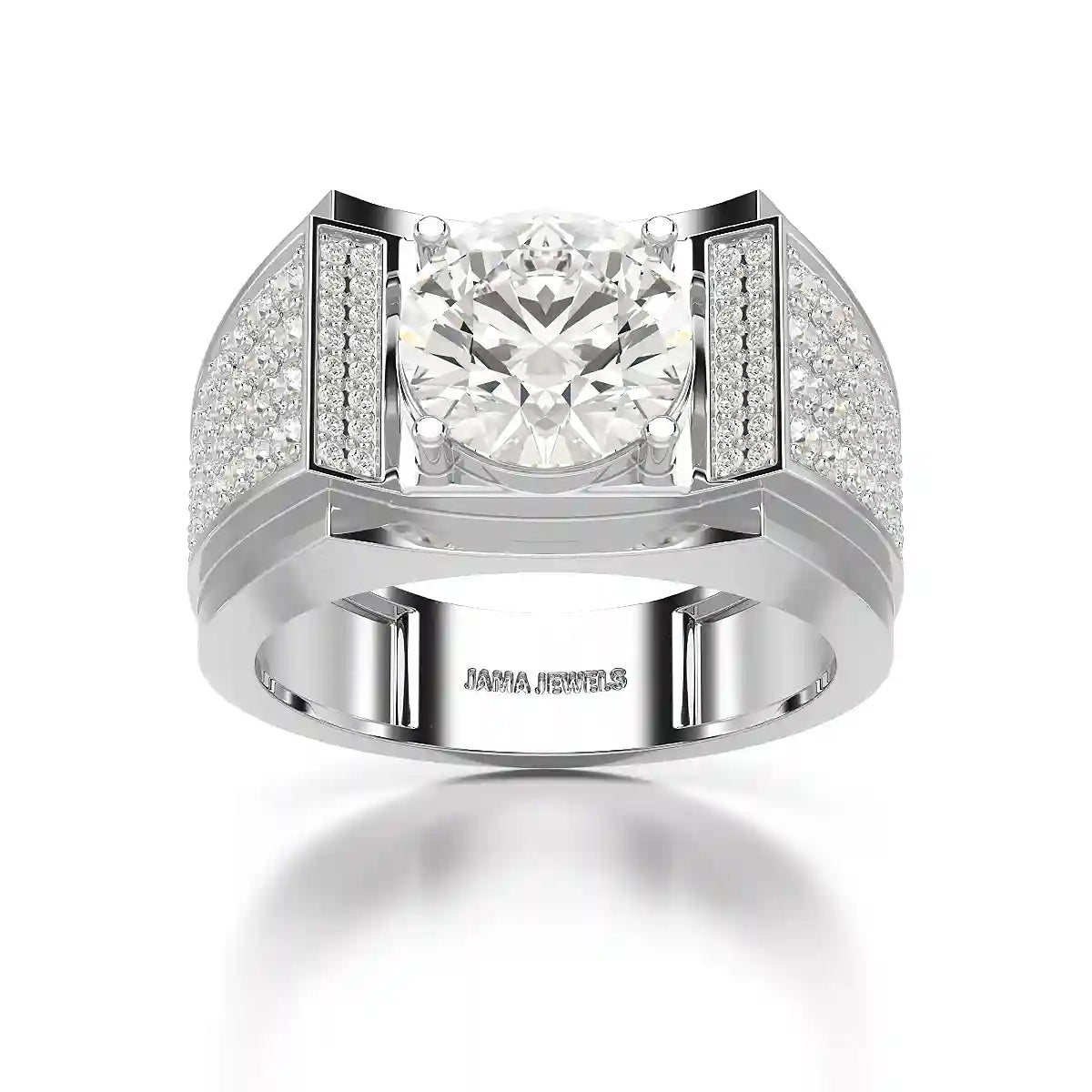 4 CT Round Cut Lab Diamond Men's Ring