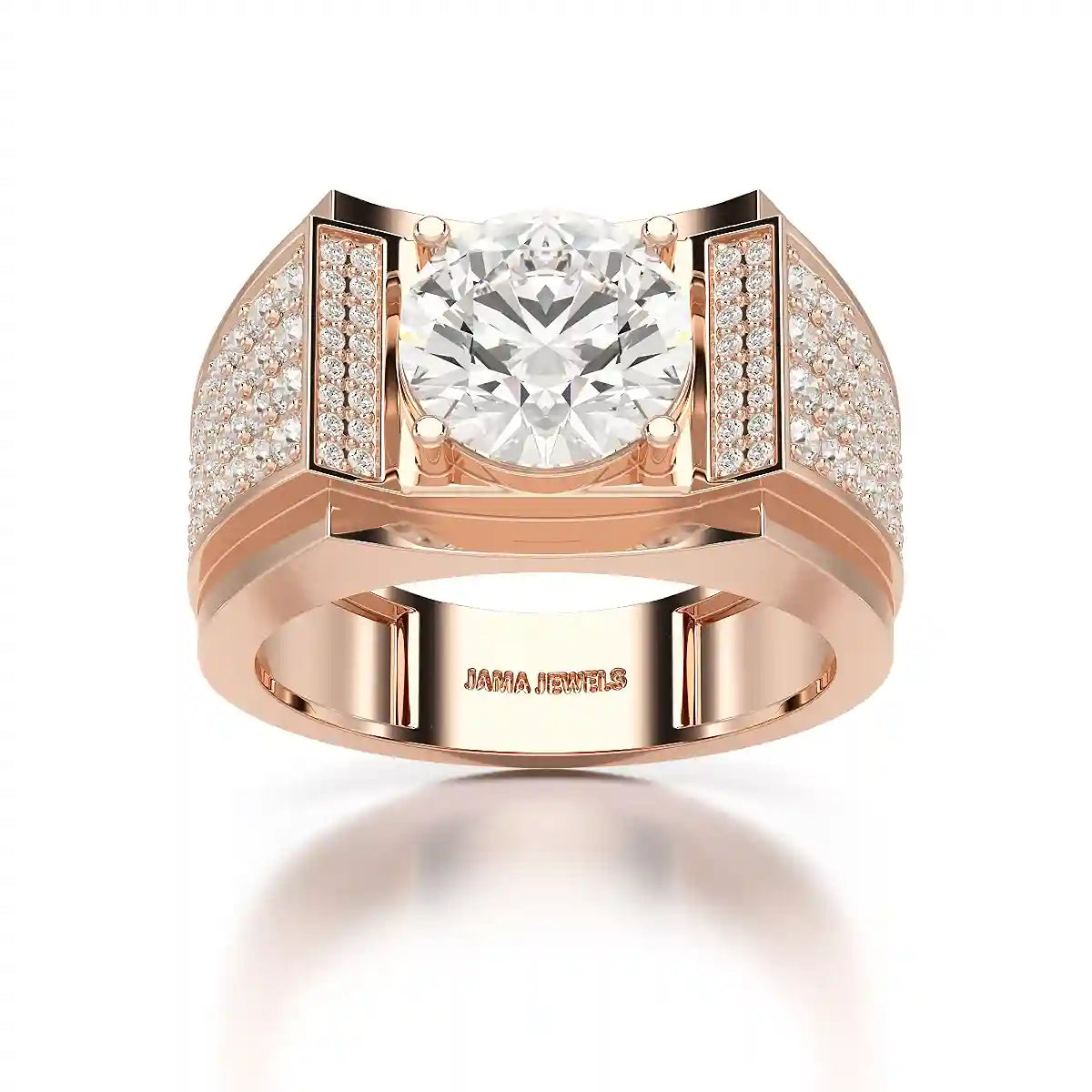 4 CT Round Cut Lab Diamond Men's Ring