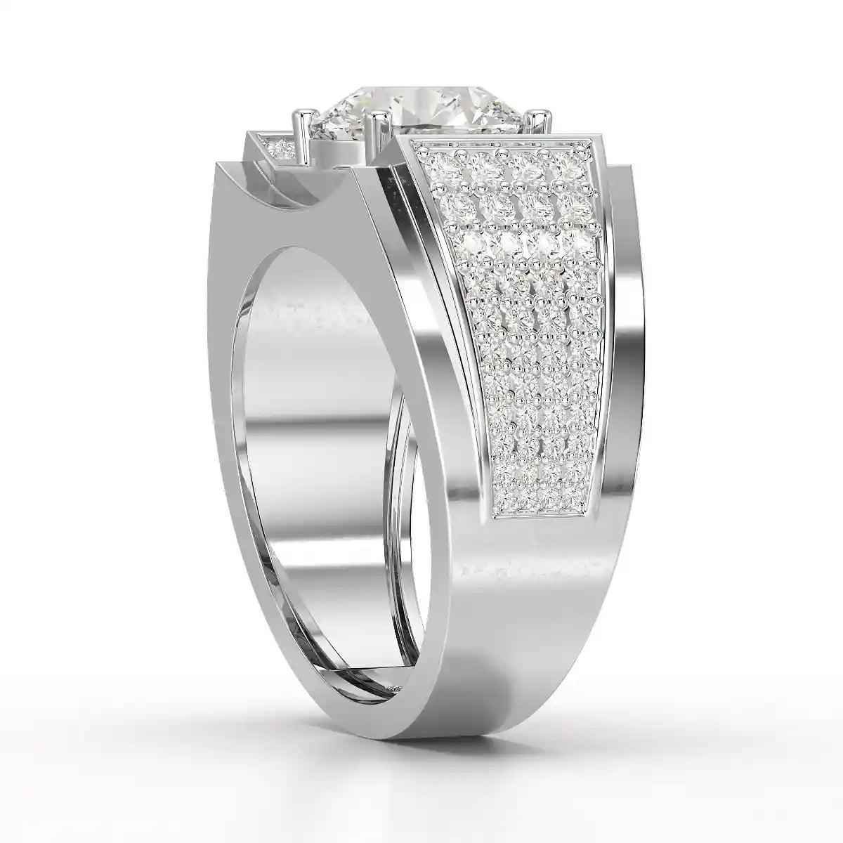 4 CT Round Cut Lab Diamond Men's Ring