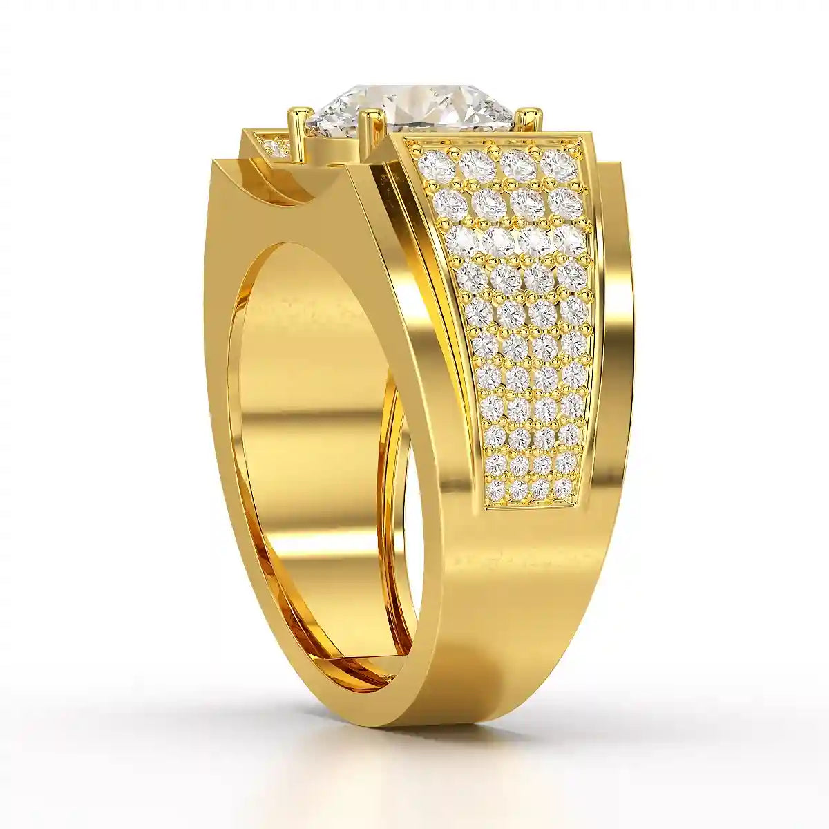 4 CT Round Cut Lab Diamond Men's Ring