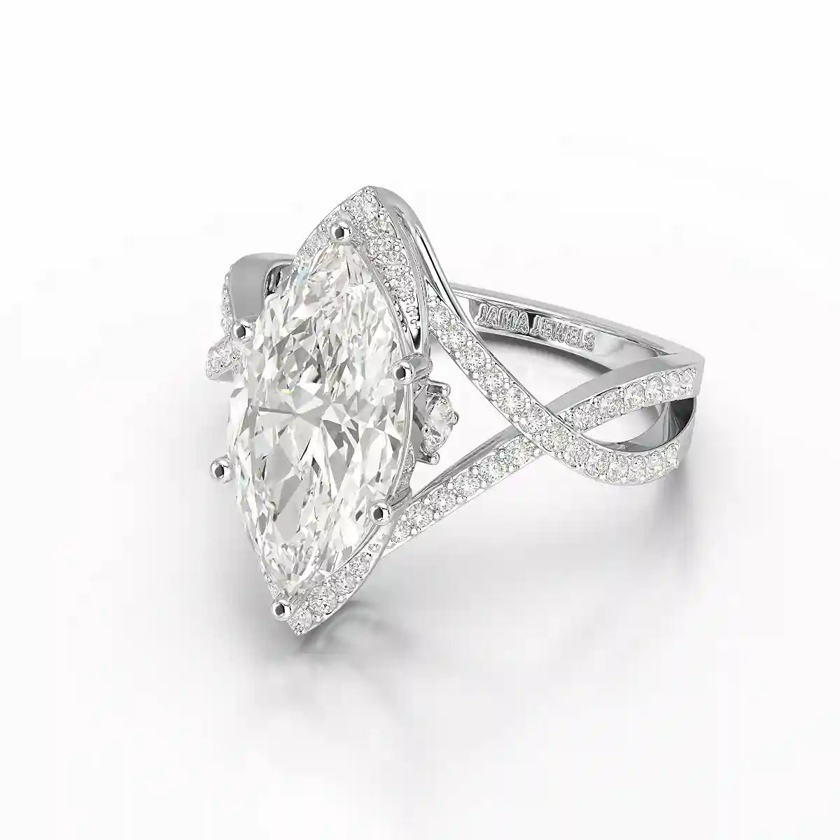 3.5 CT Marquise Cut Lab Diamond Ring
