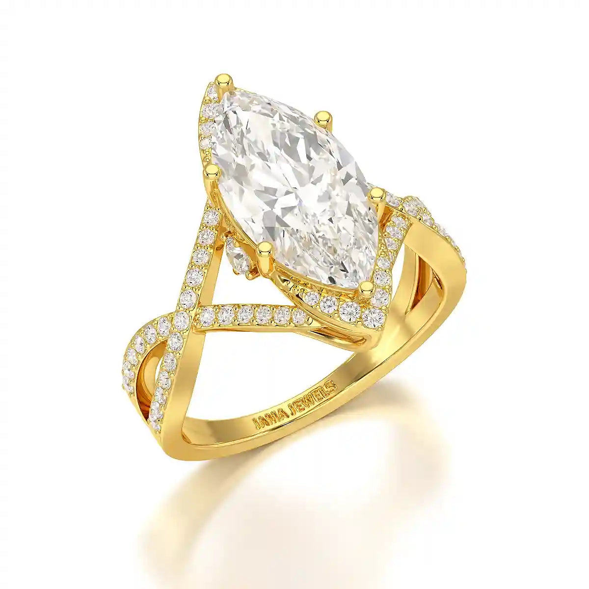3.5 CT Marquise Cut Lab Diamond Ring