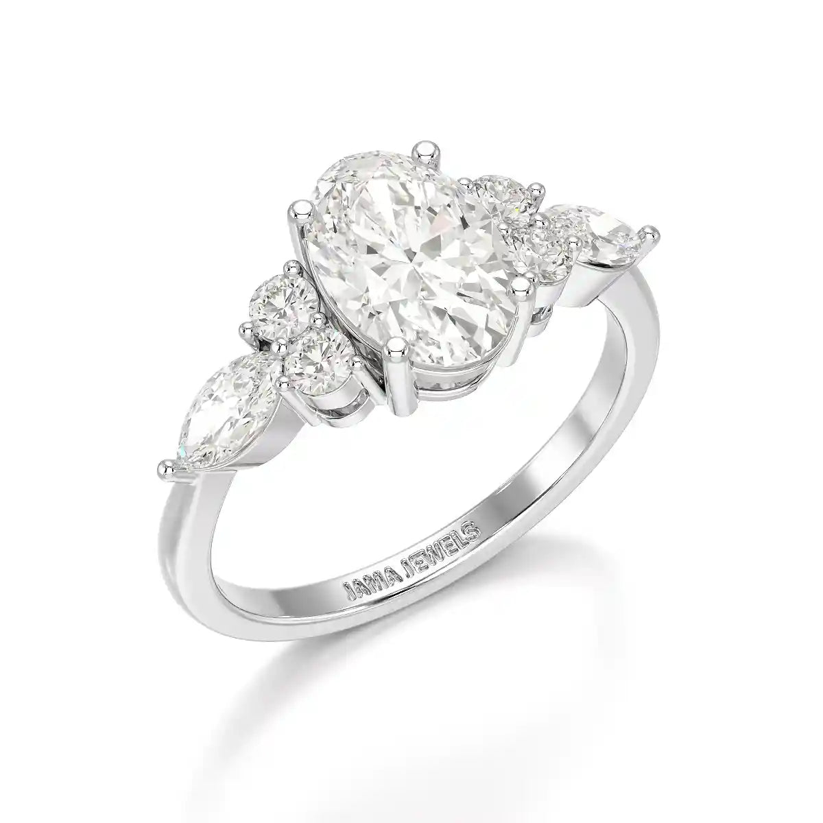 2 CT Oval Shaped Round Lab Diamond Ring