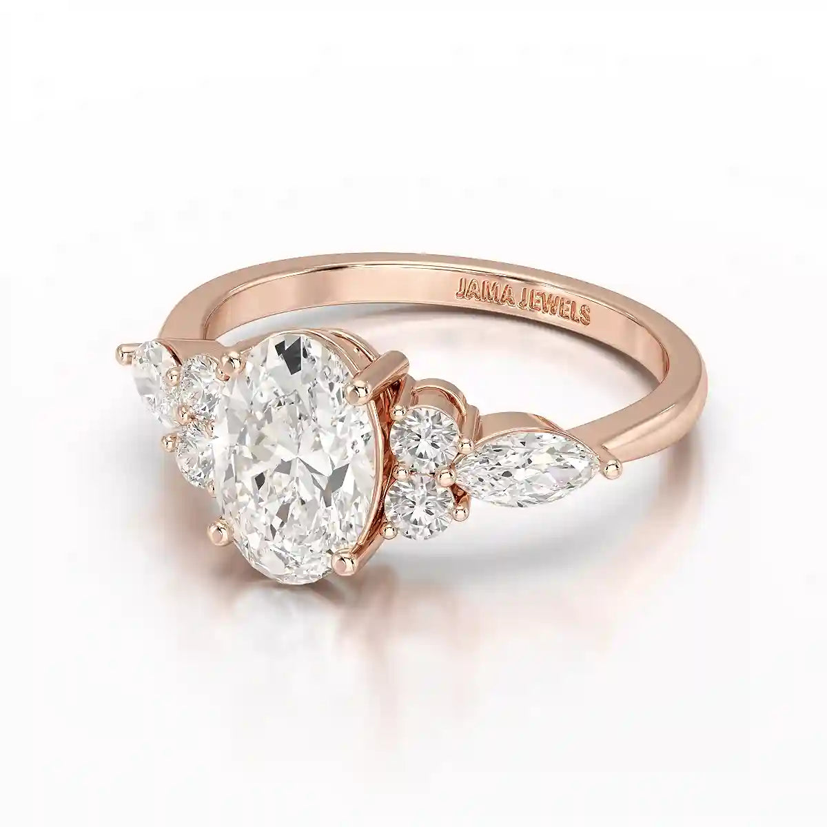 2 CT Oval Shaped Round Lab Diamond Ring