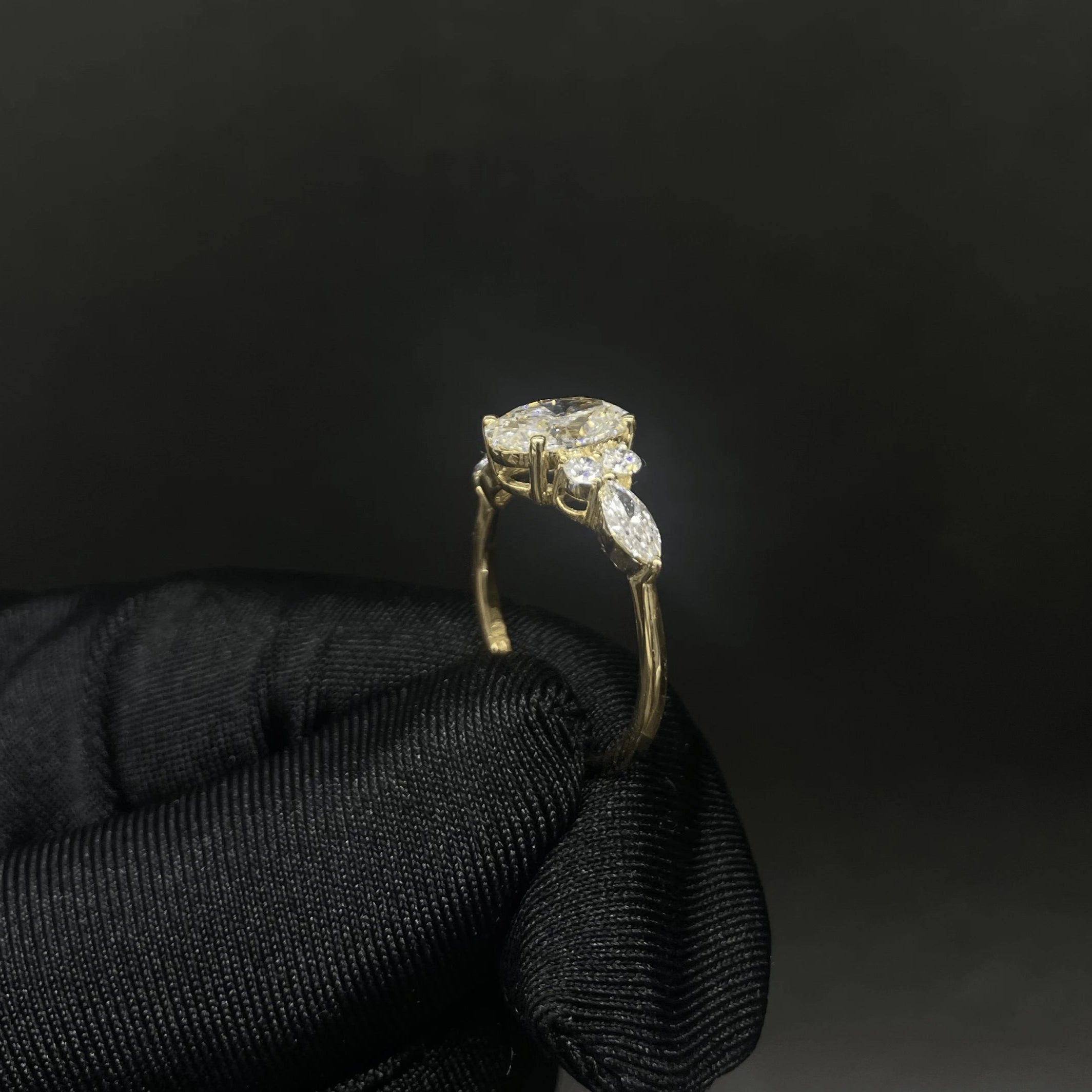 2.08 CT Oval Cut Lab Diamond Ring with side diamonds (Ready for Delivery)