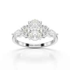 2 CT Oval Shaped Round Lab Diamond Ring