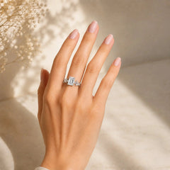 2.45 CT Emerald Cut Diamond Ring with Marquise & Round Diamonds Jama Jewels