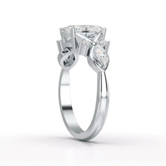 1.80 CT Oval Cut Sideways Ring with Marquise & Round Side Diamonds
