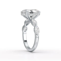 3.40 CT Oval Cut Ring with Marquise & Round Cut Side Diamonds