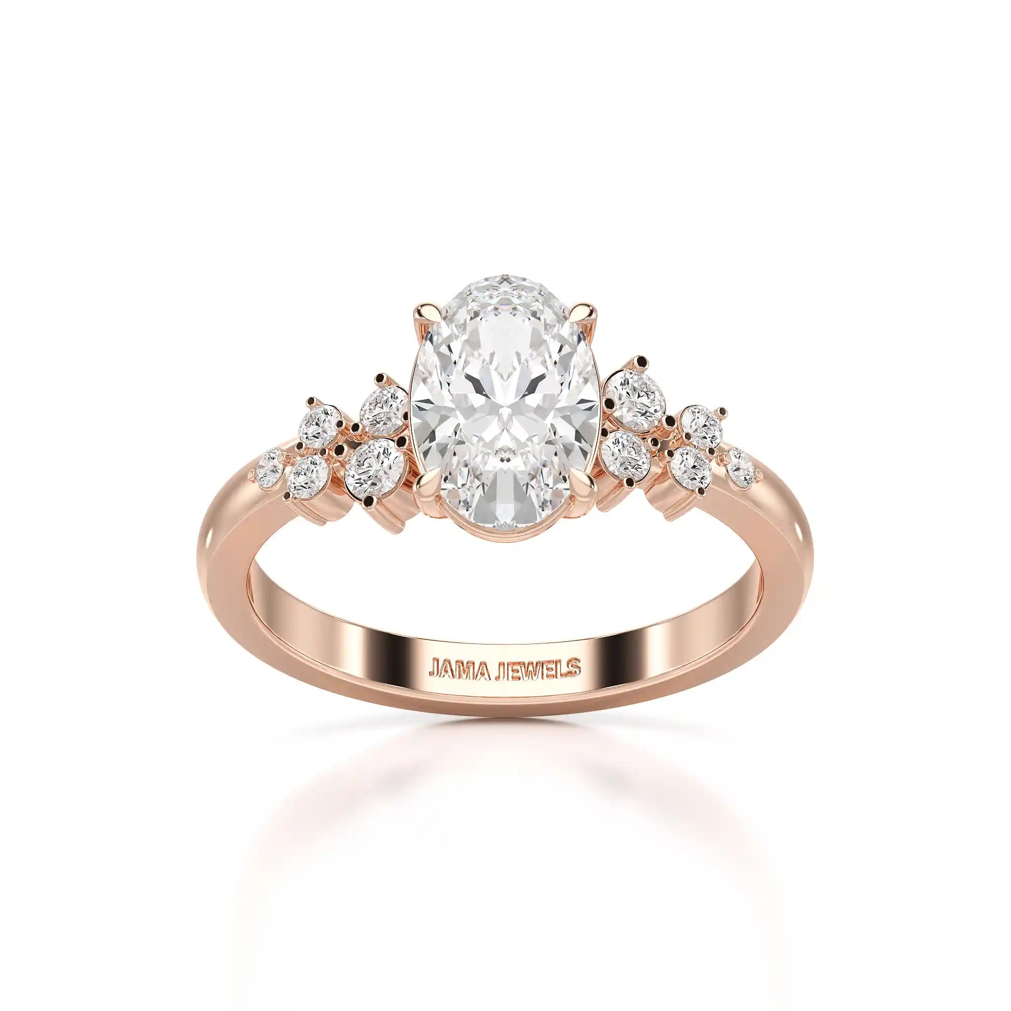 1.80 CT Oval Cut Ring with Round Side Diamonds