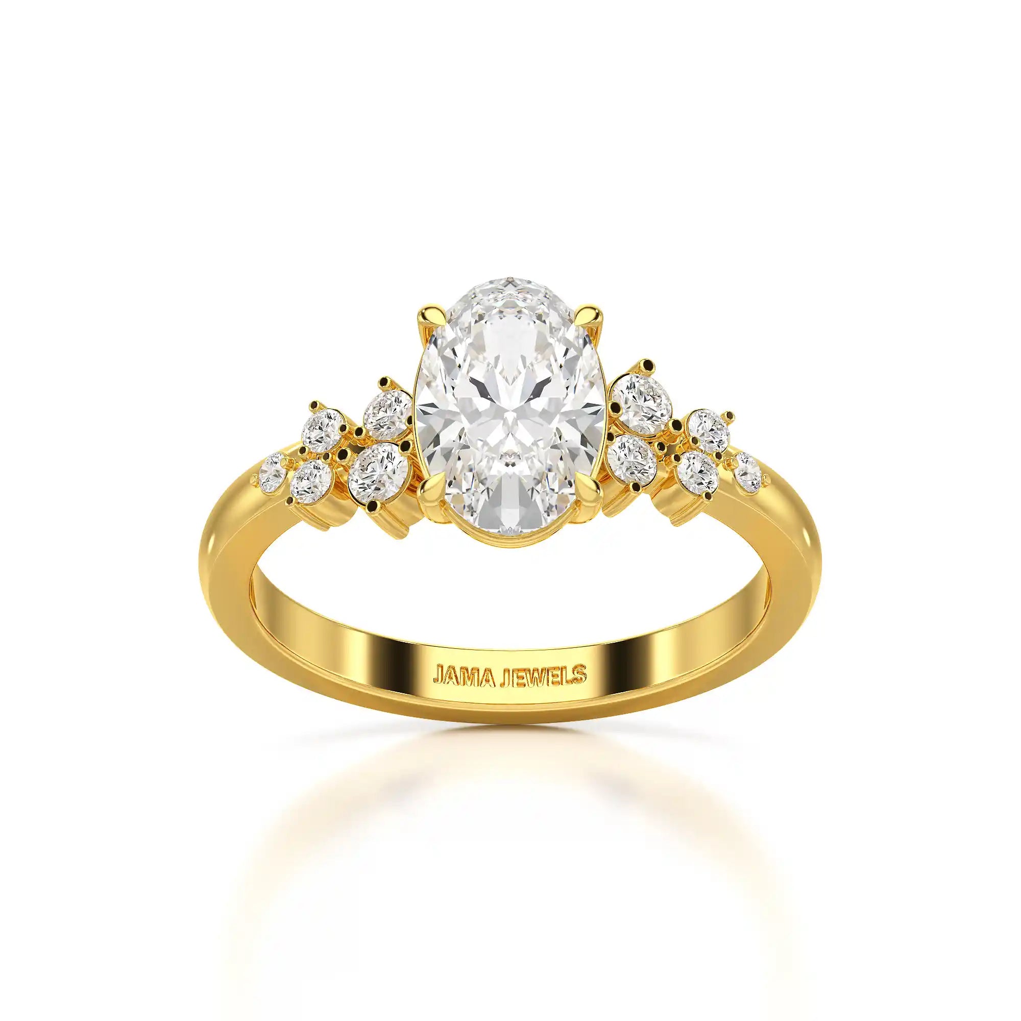 1.80 CT Oval Cut Ring with Round Side Diamonds