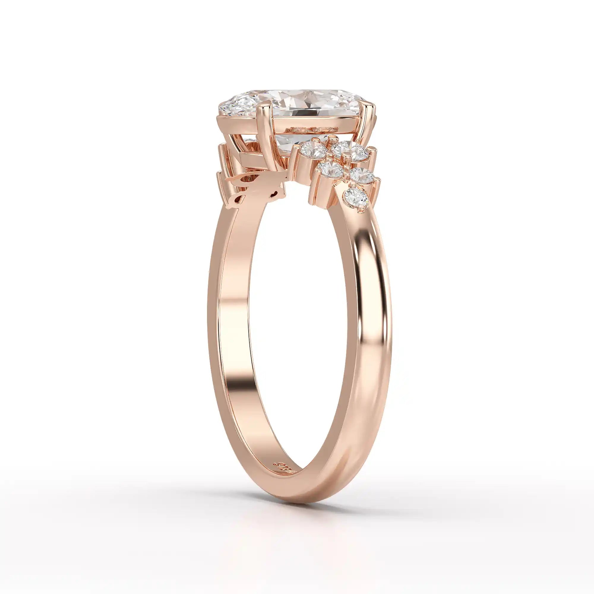 1.80 CT Oval Cut Ring with Round Side Diamonds
