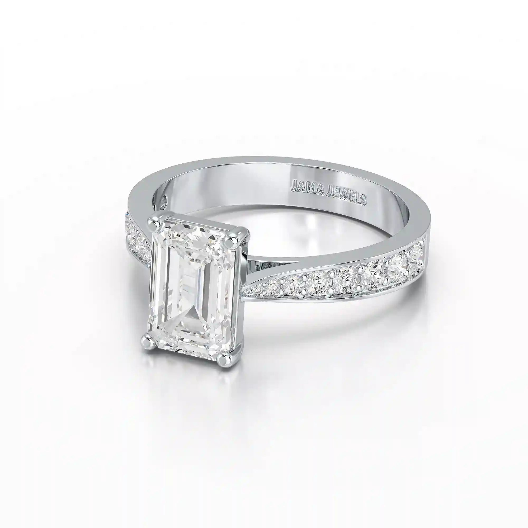 2.35 CT Emerald Cut Lab Diamond Ring