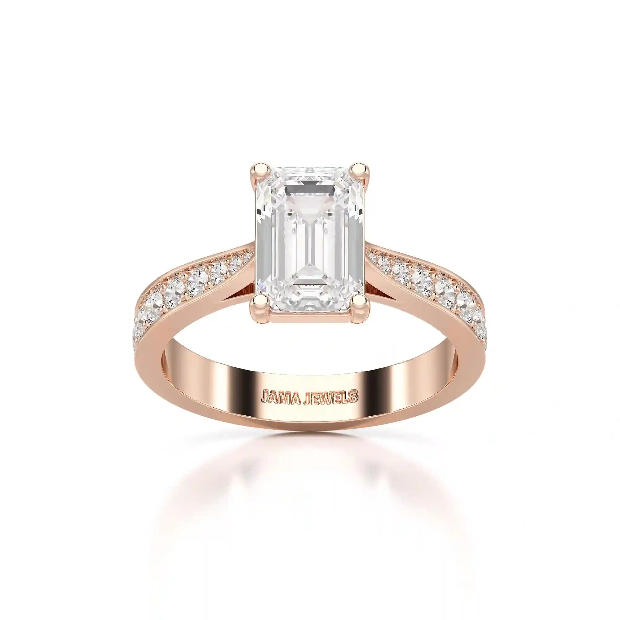 2.35 CT Emerald Cut Lab Diamond Ring