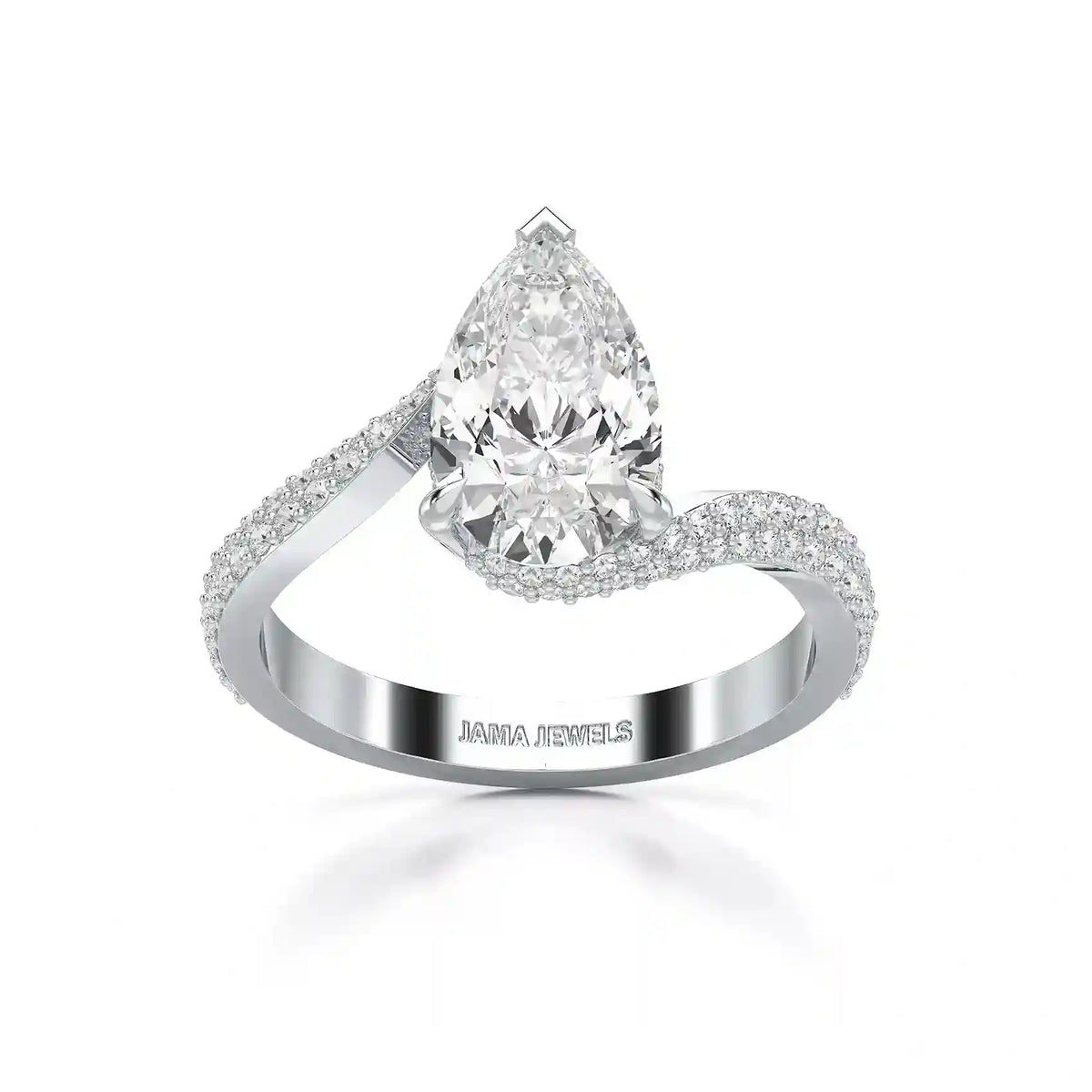 2.55 CT Pear Cut Twisted Ring with Round Diamonds