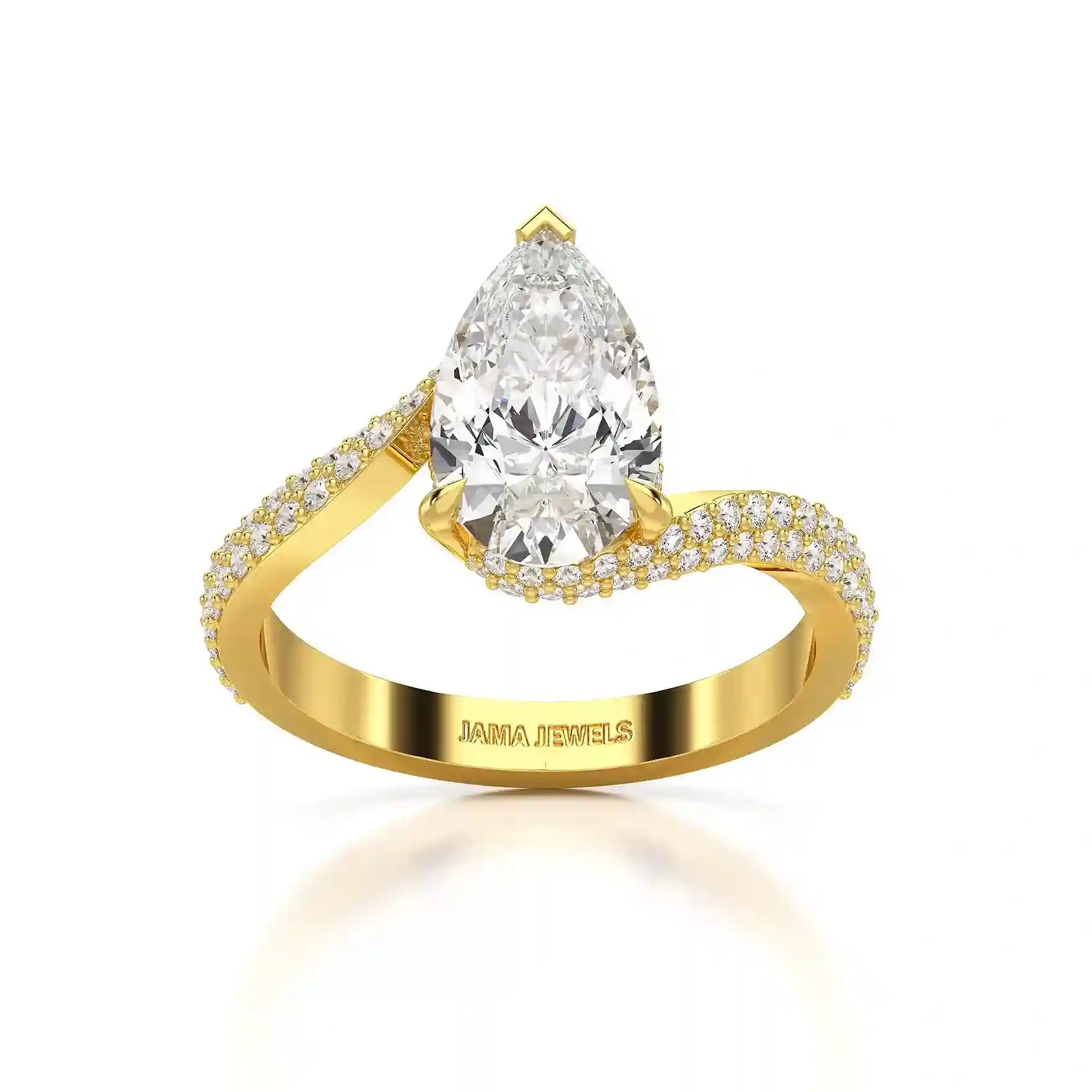 2.55 CT Pear Cut Twisted Ring with Round Diamonds