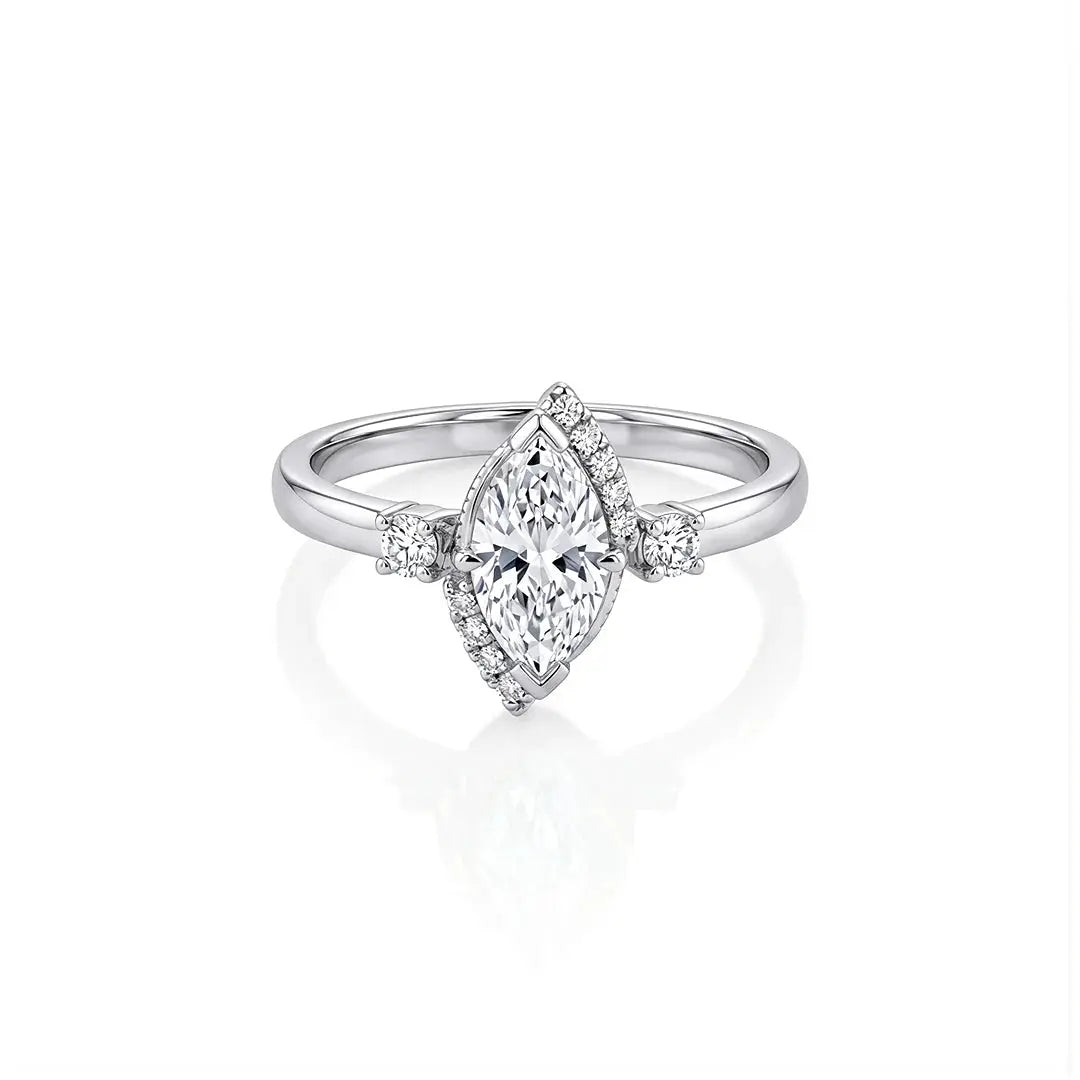 1.25 CT Marquise Asymmetrical Cluster Diamond Ring