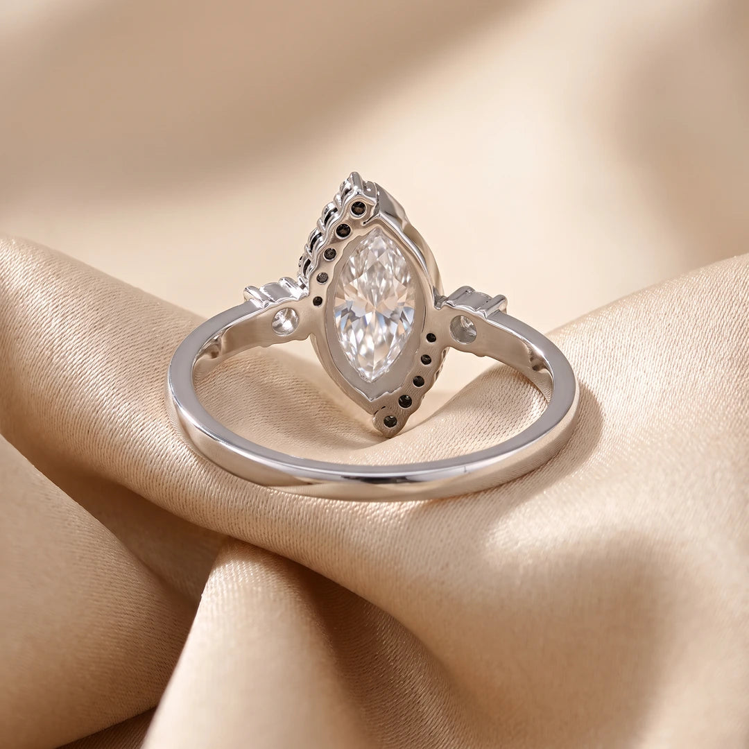 1.25 CT Marquise Asymmetrical Cluster Diamond Ring